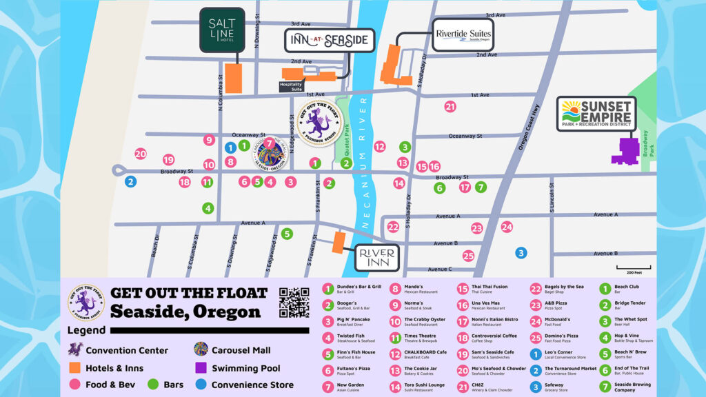 A map of Seaside, Oregon.